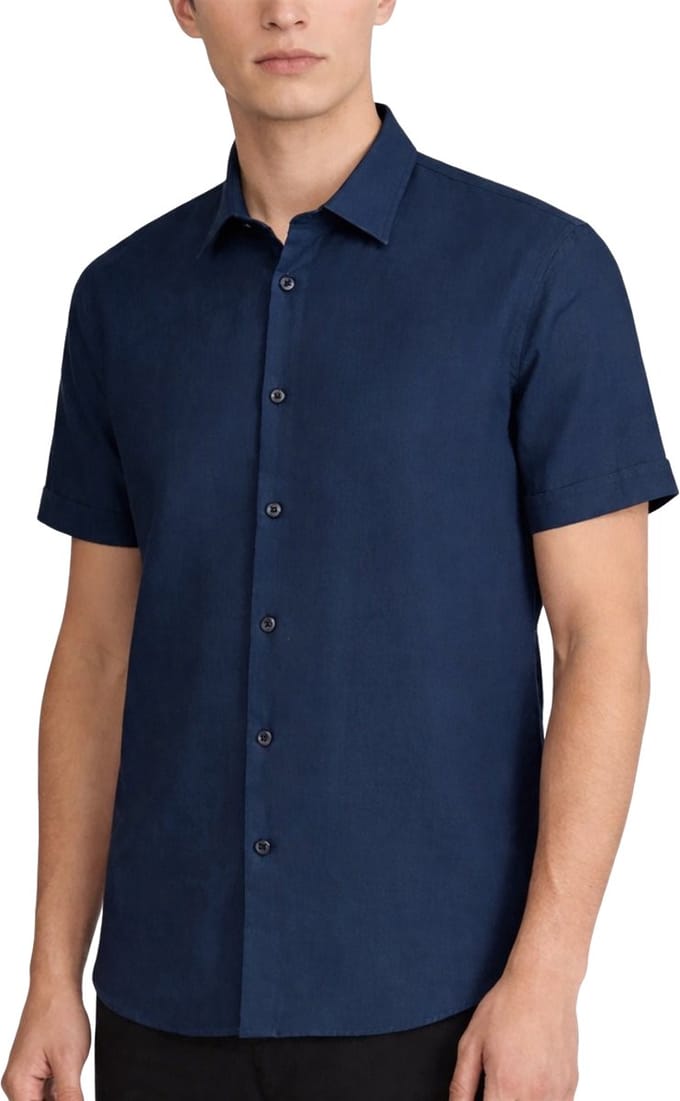 Blouse met korte mouwen - Blauw - Heren - Overhemd
