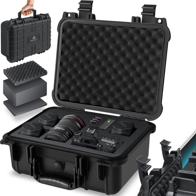 KESSER® Camera Koffer Cameratas Draagtas Beschermtas schuimrubber plukschuim - M