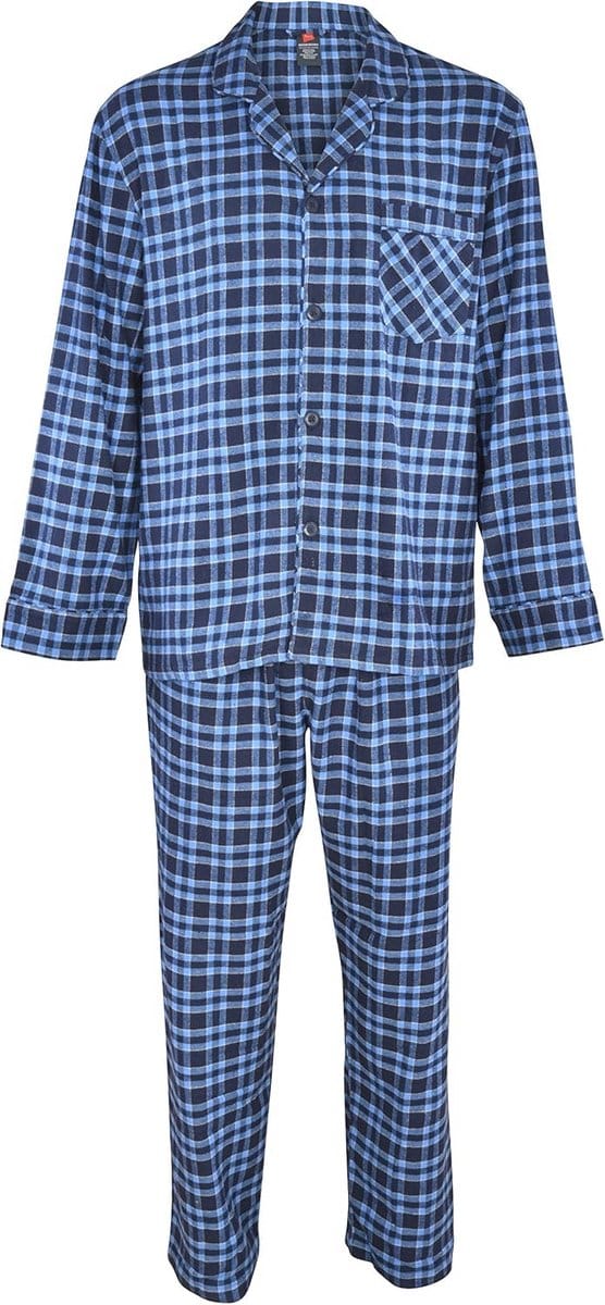 100% Katoenen Flanel Geruite Pyjama Set voor Heren