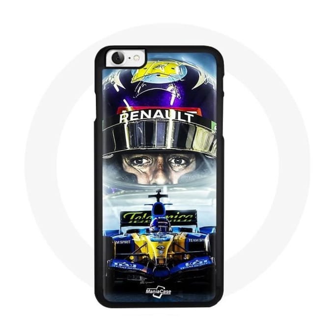 Coque iPhone 4 - Renault - Formula 1 - Rigide - Bleu - Jaune jaune