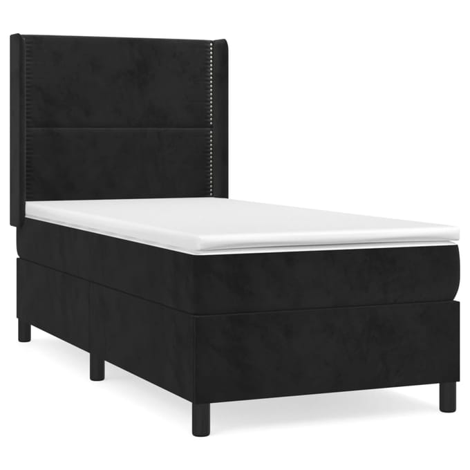 vidaXL - Boxspring - met - matras - fluweel - zwart - 90x190 - cm