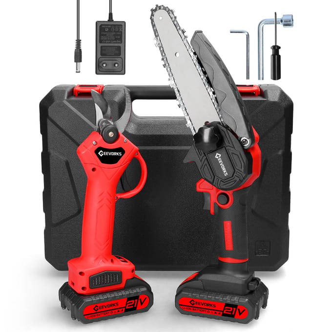 Tronçonneuse électrique portable 21V 6 pouces et sécateur sans fil 30 mm, ensemble pour fendre et couper le bois EU Plug multicolore
