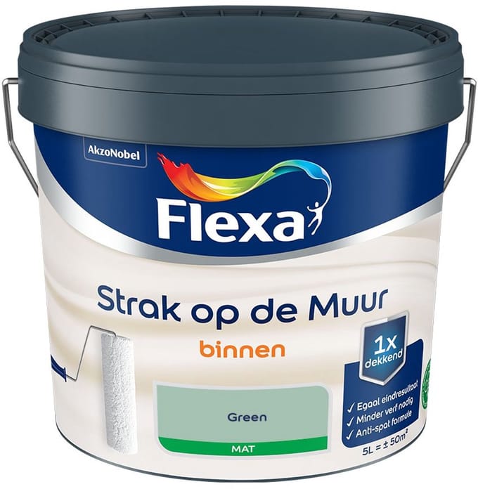 Flexa - Strak Op De Muur Binnen Mat - Green - Mengverf - 5 L