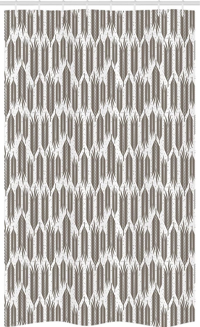ABAKUHAUS Douchegordijn – Palmenbladontwerp – 120 x 180 cm – Bruin-Wit
