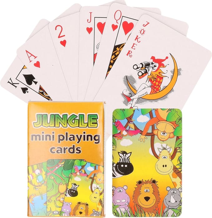 Mini Speelkaarten - jungle dieren thema - 6 x 4 cm - karton - 48 kaarten - incl doosje
