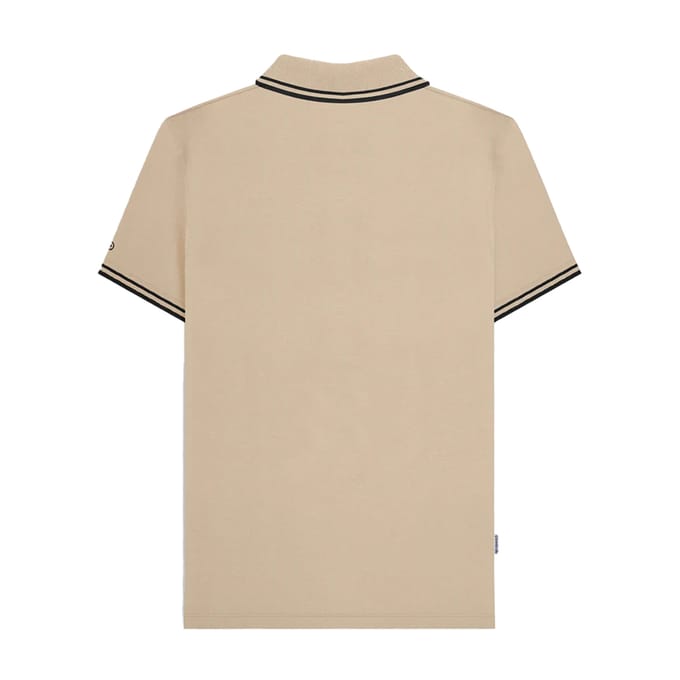 Lambretta Heren SS25 Tweekleurig Gestipt Poloshirt (Steen/Zwart)
