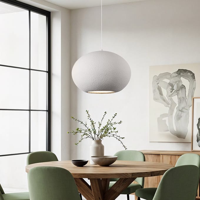 LumenXL LumenXL - Moderne Wabi Sabi hanglamp Sora - Steeneffect - Ø47 cm - wit