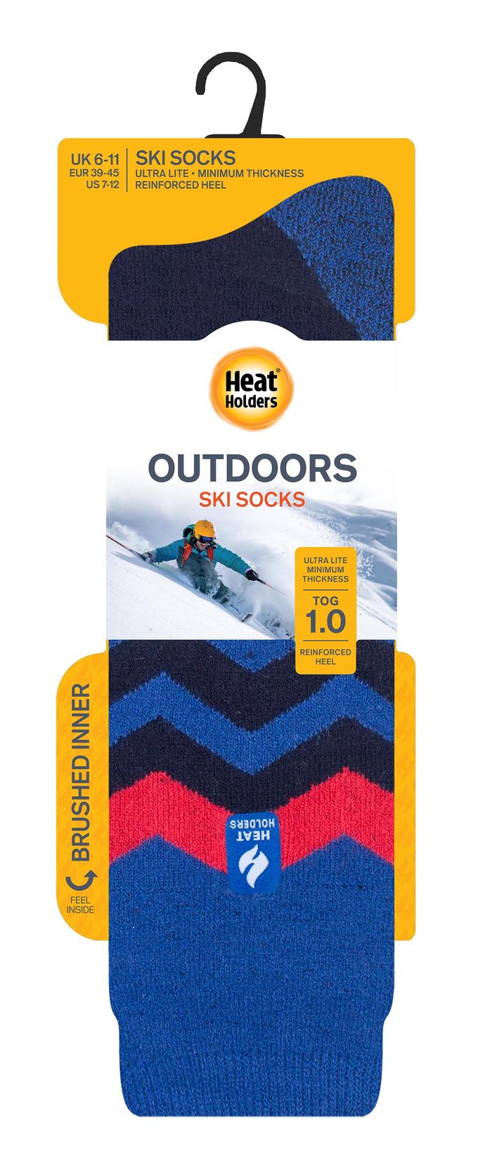 Heat Holders Dames lichtgewicht thermo skisokken - Donkerblauwe Zigzag