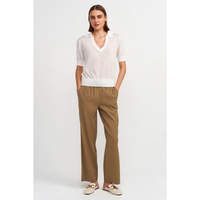 Vrouwelijke Wijde Tencel Broek met Touwtjes Taille