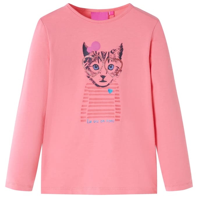 vidaXL - Kindershirt - met - lange - mouwen - 128 - roze
