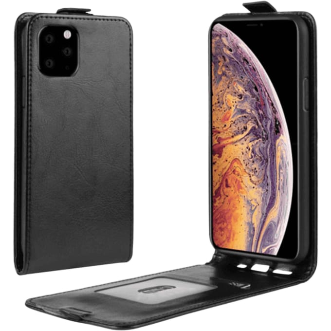 Comfycase iPhone 11 Pro Max Verticale Flip Cover met Pasruimte Zwart