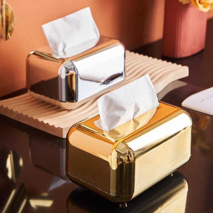 Luxe Tissue Opbergdoos Servethouder Desktop Tissue Box Papieren Case Organizer Desktop Tissue Houder goud
