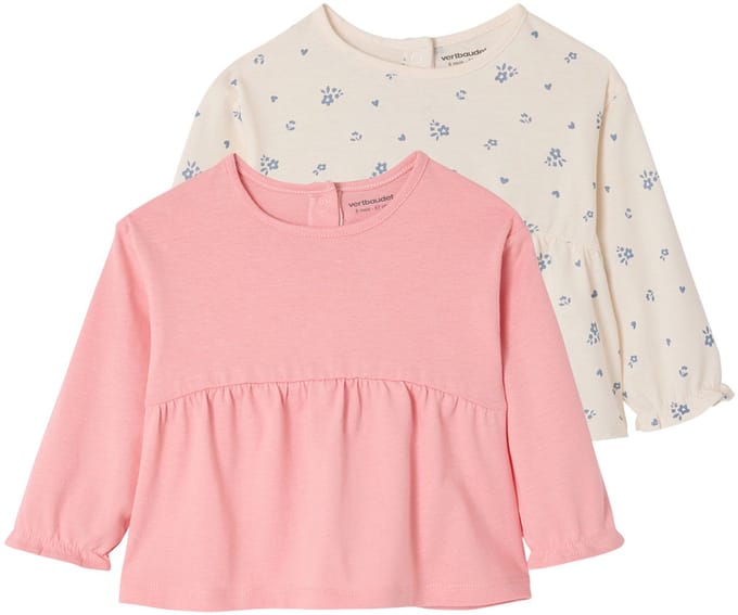 Vertbaudet Set van 2 T-shirts met lange mouwen baby