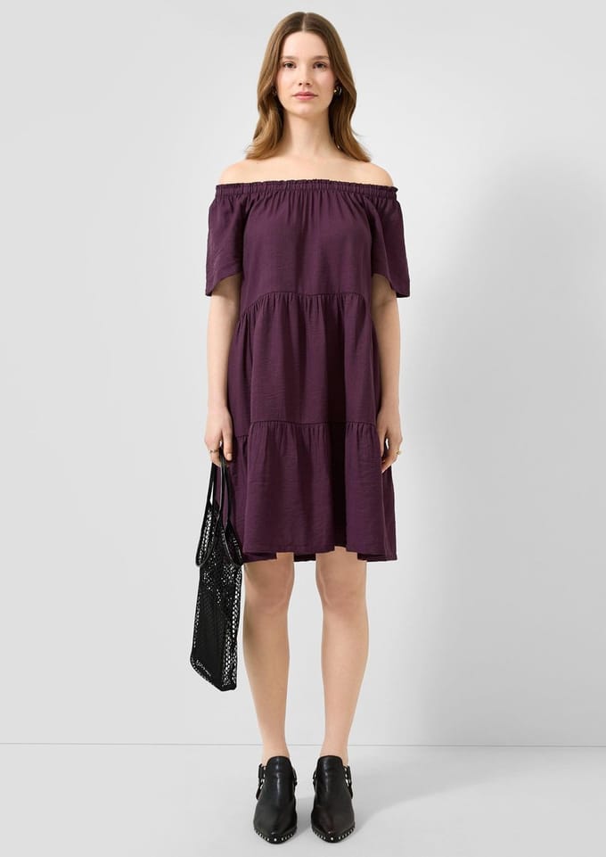 QS - female - Jurk van viscose-mix met carmenhalslijn