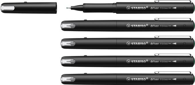 STABILO Dr!ver - Premium Fineliner - 0.4 mm - Groen - Doos 5 Stuks