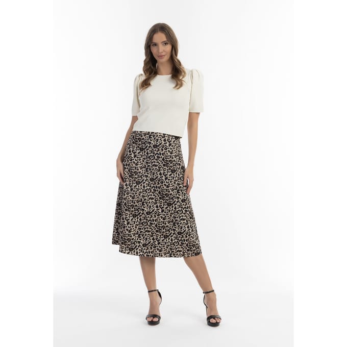 faina midi rok met leo print caneva