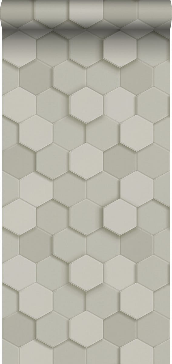 Origin Wallcoverings behang 3d hexagon motief lichtgrijs - 347850 - 0,53 x 10,05 m