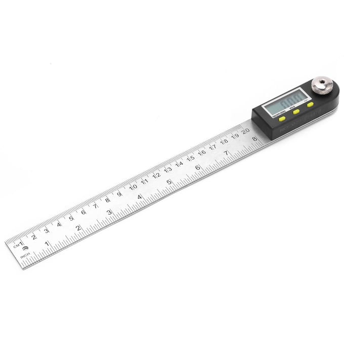 Rapporteur d'angle 2 en 1 0-200 mm 0-360 degrés Rapporteur numérique en acier inoxydable avec écran LCD gray