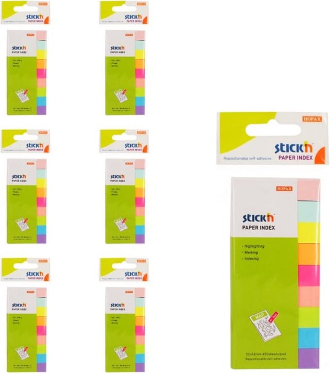 Stick'n Index papieren markeerstroken - 6-Pack - 50x12mm - 2700 index tabs totaal
