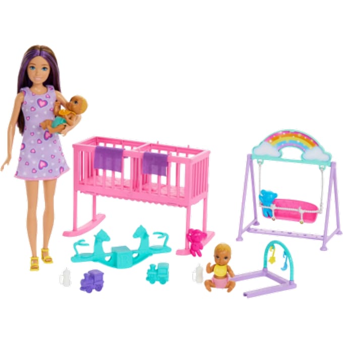 Barbie Skipper Babysitter - Babykamerspeelset met pop en tweeling