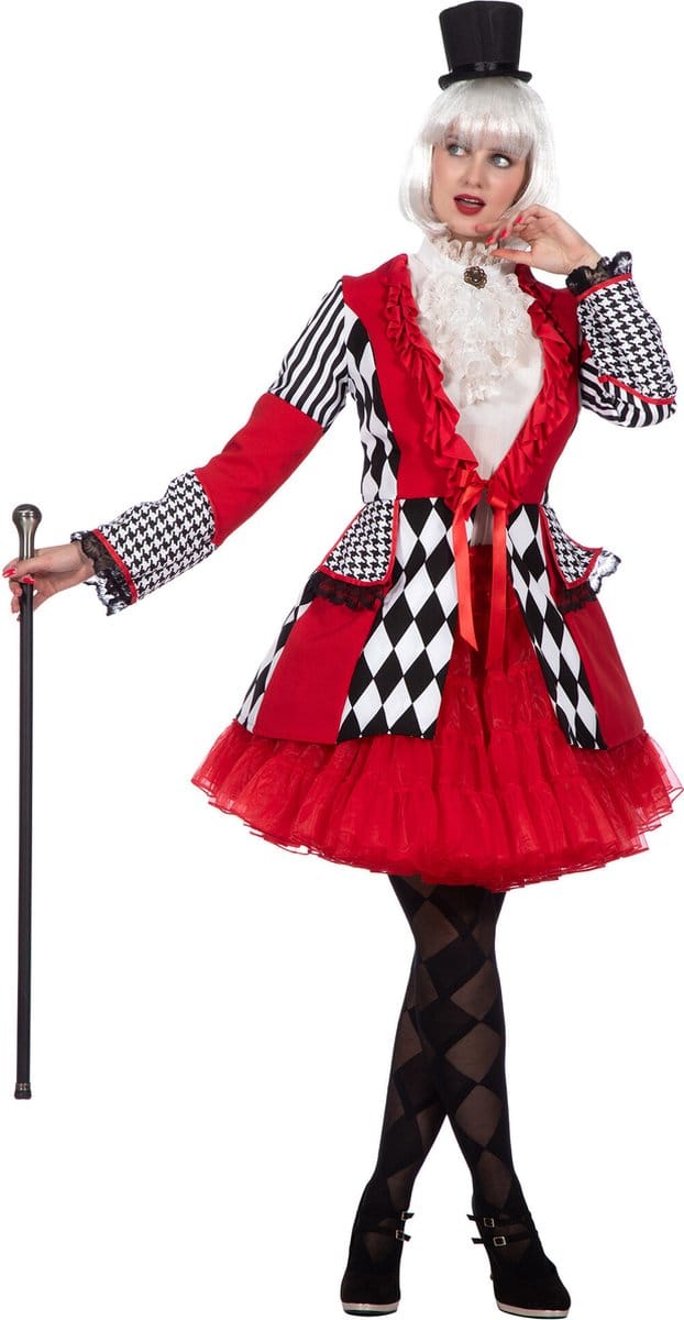 Clown Kostuum - Geblokt Jas - Dames