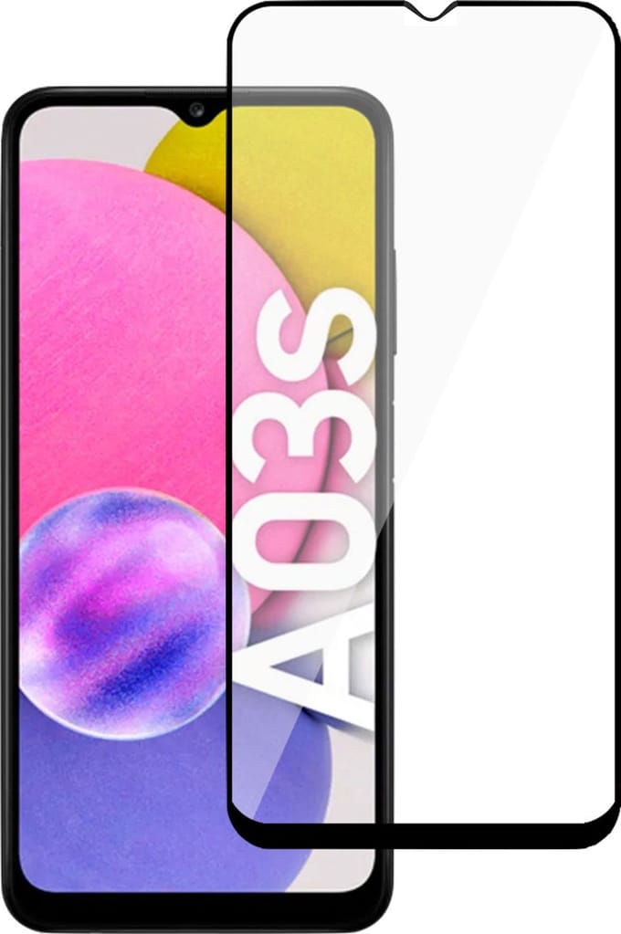 Screenprotector geschikt voor Samsung A03s - Full Screen Protector Beschermglas