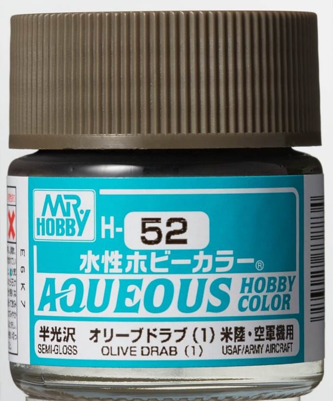 Gunze H-052 - Olive Drab Sg - Mr. Hobby Aqueous Modelbouwverf 10ml