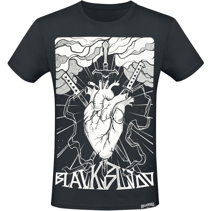 Gothicana zwart t-shirt Dark Art met anatomisch hart en dolken - Heren - M
