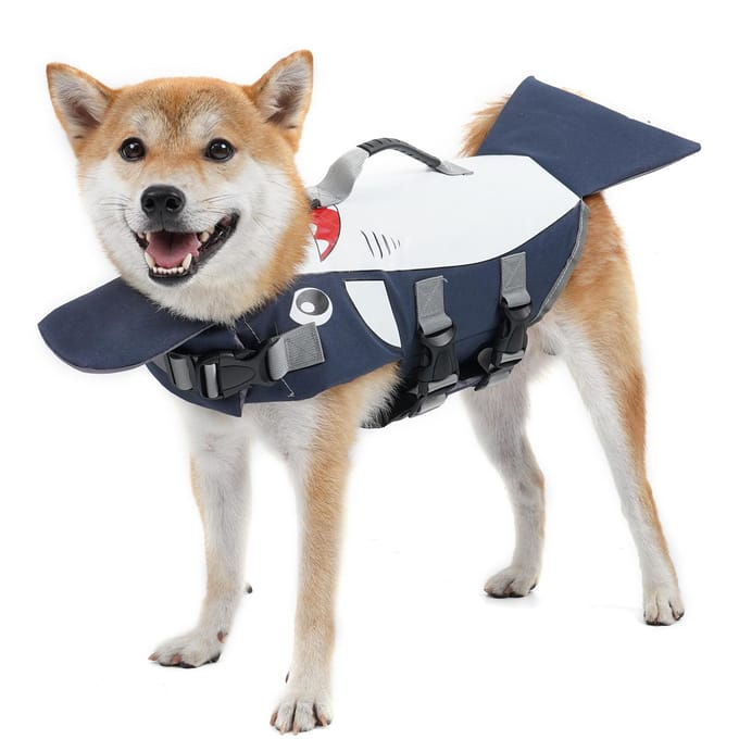 Honden Levensvest met Handvat Verstelbare Pasvorm Schattig Zwemvest M donkerblauwe kleur