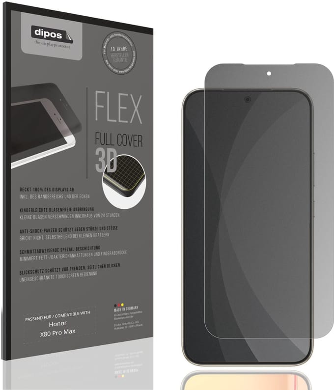dipos FLEX – Matte Privacy Screenprotector geschikt voor Honor X80 Pro Max | Volledige Schermbescherming | Case-Friendly