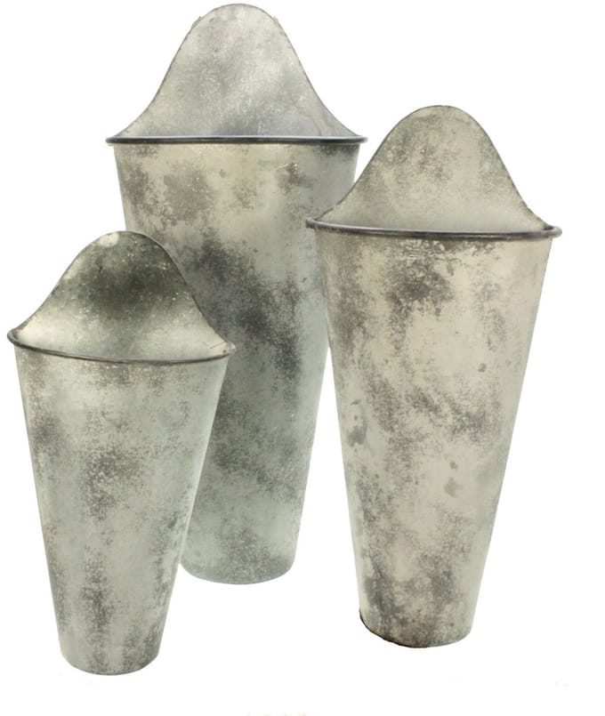 Plantenbak hangend, metaal Set/3 28x14x63