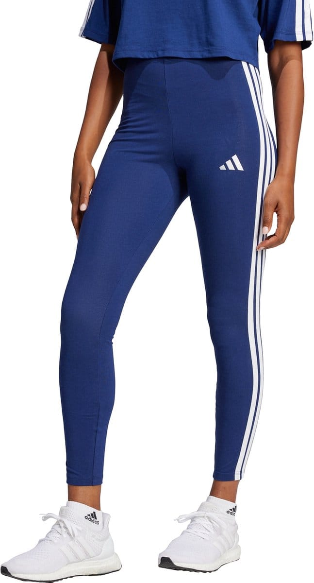Adidas Essentials 3-stripes Cotton Leggings Leggings Dames - Blauw - Maat XL (46-48) - Katoen Jersey