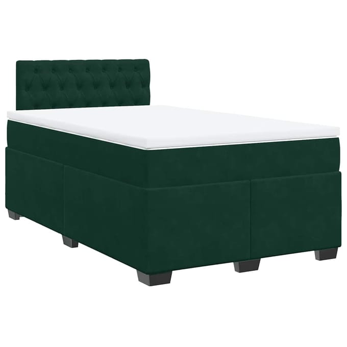 vidaXL - Boxspring - met - matras - fluweel - donkergroen - 120x190 - cm