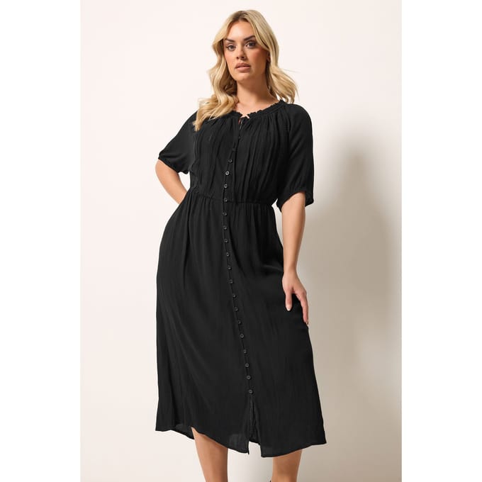 Yours Zwarte Maxijurk Met Borduursel Size 50-52