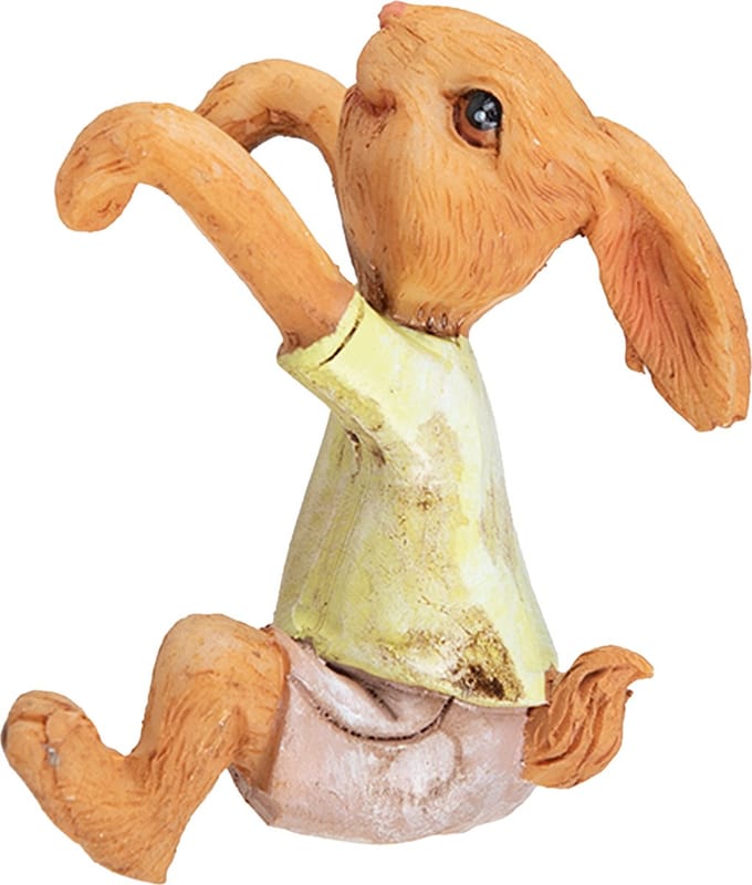 Clayre & Eef Beeld Konijn 5x5x9 cm Bruin Geel Polyresin
