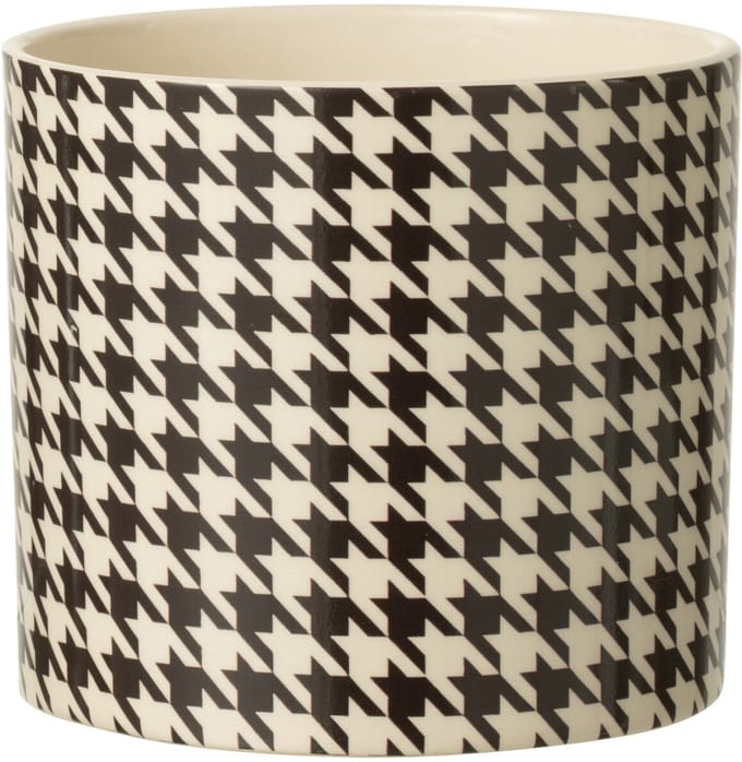J-Line bloempot Pied-De-Poule - keramiek - wit/zwart - medium