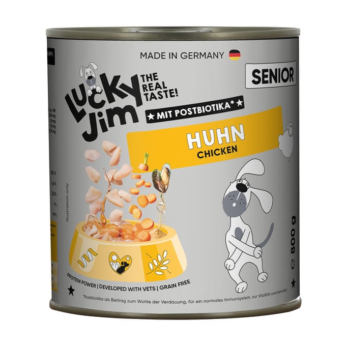 6x800g Lucky Jim Senior Kip natvoer voor honden