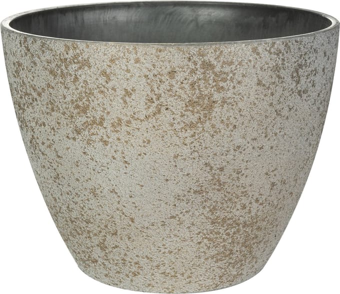 Ter Steege Bloempot/plantenpot - buiten/binnen - beige/goud - D43/H33 cm - kunststof/steenmix