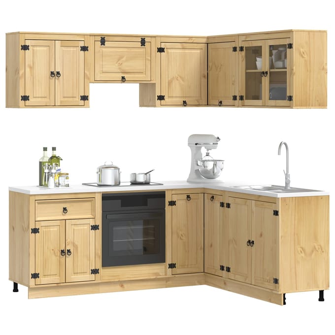 vidaXL - Kast - SKI - 8 - st - HoningBruin - Massief - grenenhout