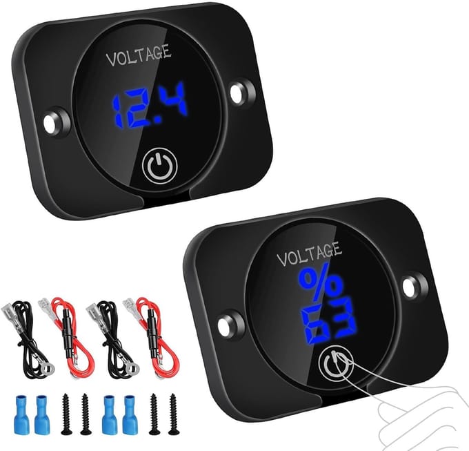 Digitale Voltmeter 12V met Touch Screen Schakelaar - Waterdicht Voltage Meter voor Auto, Motor, Boot en ATV