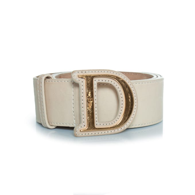 Dior, gouden gesp D-riem met beige leer
