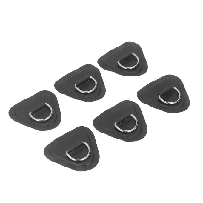 6 stuks PVC D-ring patch elastische touwset roestvrijstalen D-ring patch bungee koordset voor opblaasboten kano's kajaks zwart