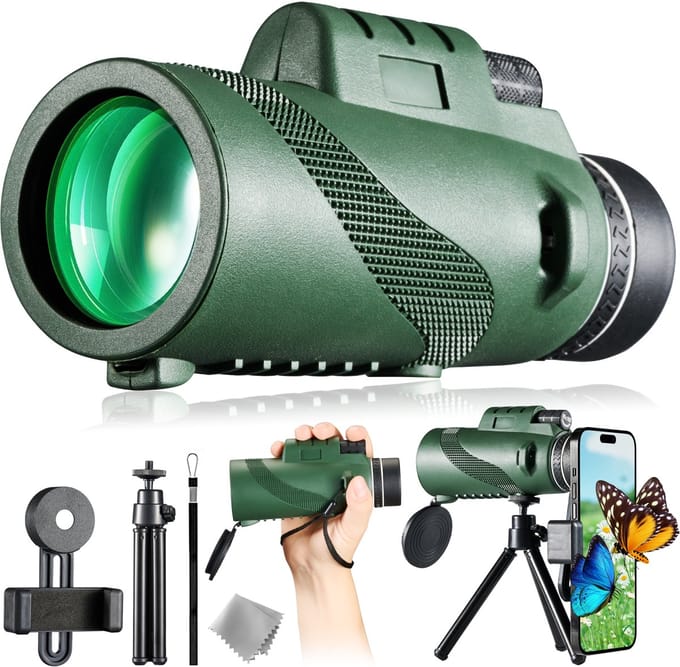 YONO Compacte Monokijker Smartphone - Monoculaire Telescoop - 80x100 - Verrekijker met Telefoon houder