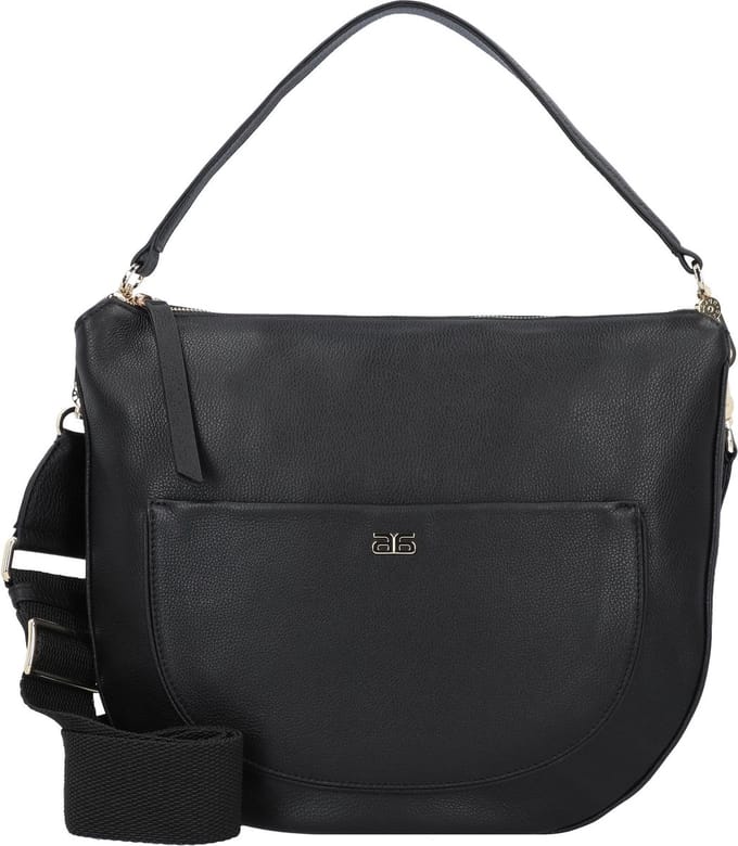 abro Leren Schoudertas Leather Dalia Hobo Bag Clara Black / Gold Zwart