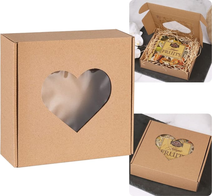 Vierkante Mode Doos met Hartvormig Venster, Geschenkdoos 20x20x5 cm