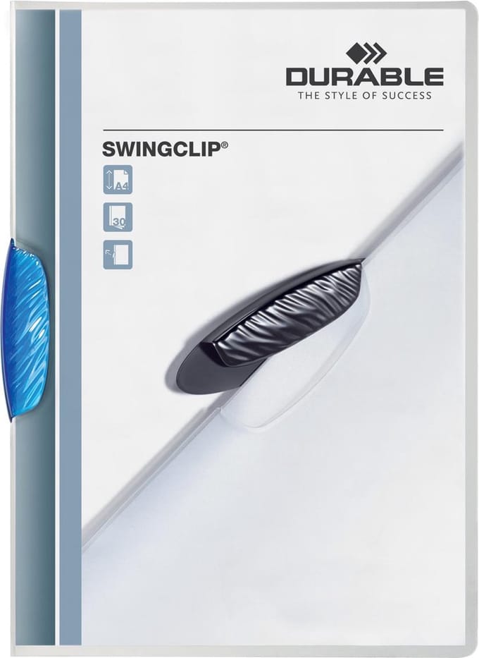 Durable klemmap Swingclip transparant blauw