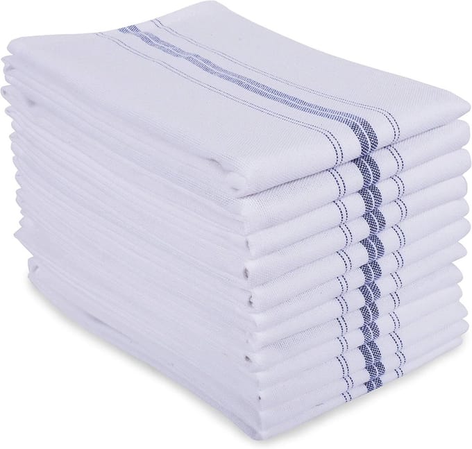 Set van 12 Witte Katoenen Keukendoeken - Extra Groot en Pluisvrij