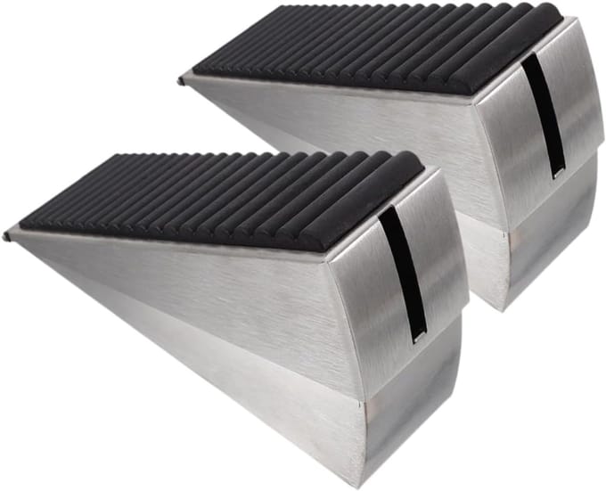 Deurstoppers 2-pack - Deurwiggen set - Deur Open Houden - Antislip Rubberen Onderkant - 12.8 cm - Zilver