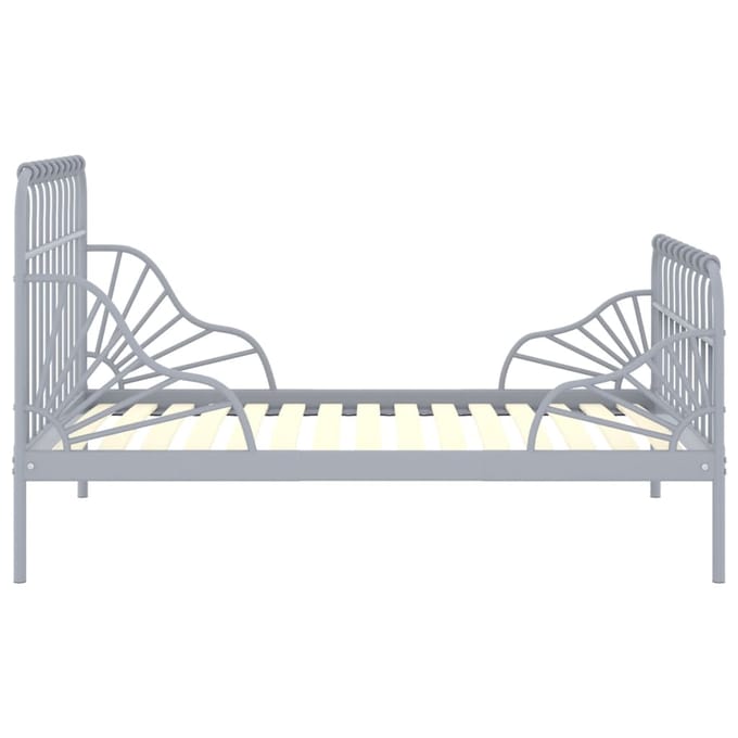 vidaXL - Bedframe - verlengbaar - metaal - grijs - 80x130/200 - cm