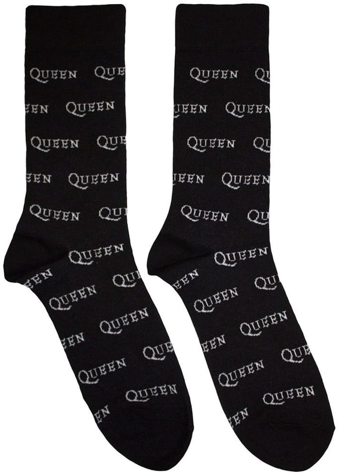 Queen - Logo Repeat Mono Enkelsokken - Zwart